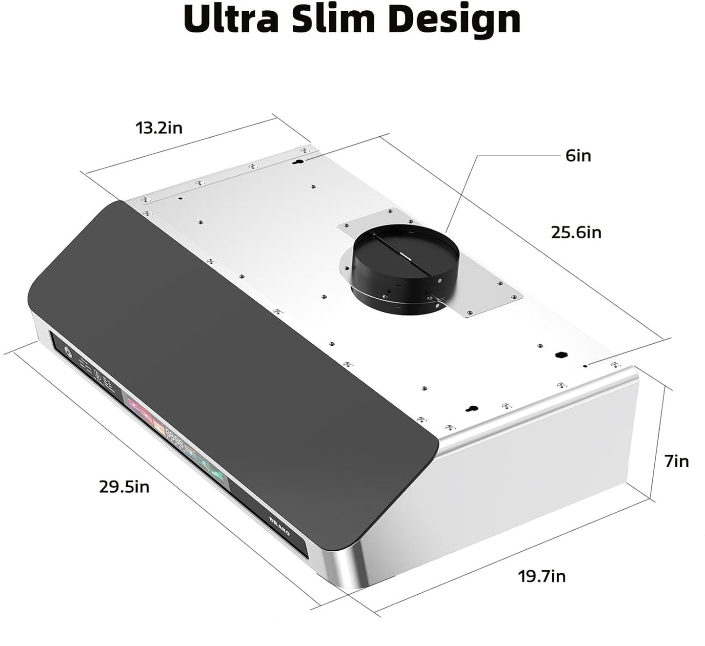 Under Cabinet Range Hood 36 Inch with Voice/Gesture/Touch Control, 900 CFM Stainless Steel & Upgraded Black Tempered Glass Ducted Kitchen Vent Hood with 4 Speed, Memory Mode, Adjustable Lights