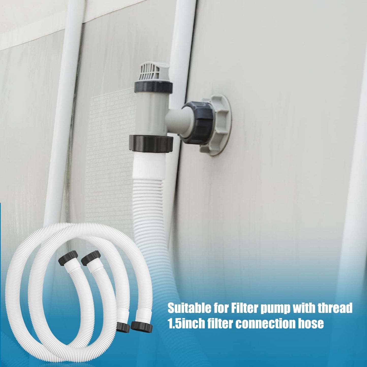 eBoot 2 Pcs 29060e Above Ground Pool Hoses 1.5" Diameter 59" Long Swimming Pool Pump Hose Replacement for Filter Pump, Saltwater System, Sand Filters Accessories(White)