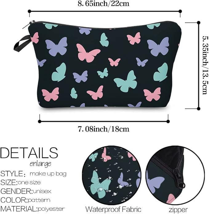 Deanfun Makeup Case Small, Cosmetic Zipper Bag Waterproof for Purse Mini, Women Cute Traveling Accessories Pouch for Ladies Thanksgiving Gifts(D2-55122)