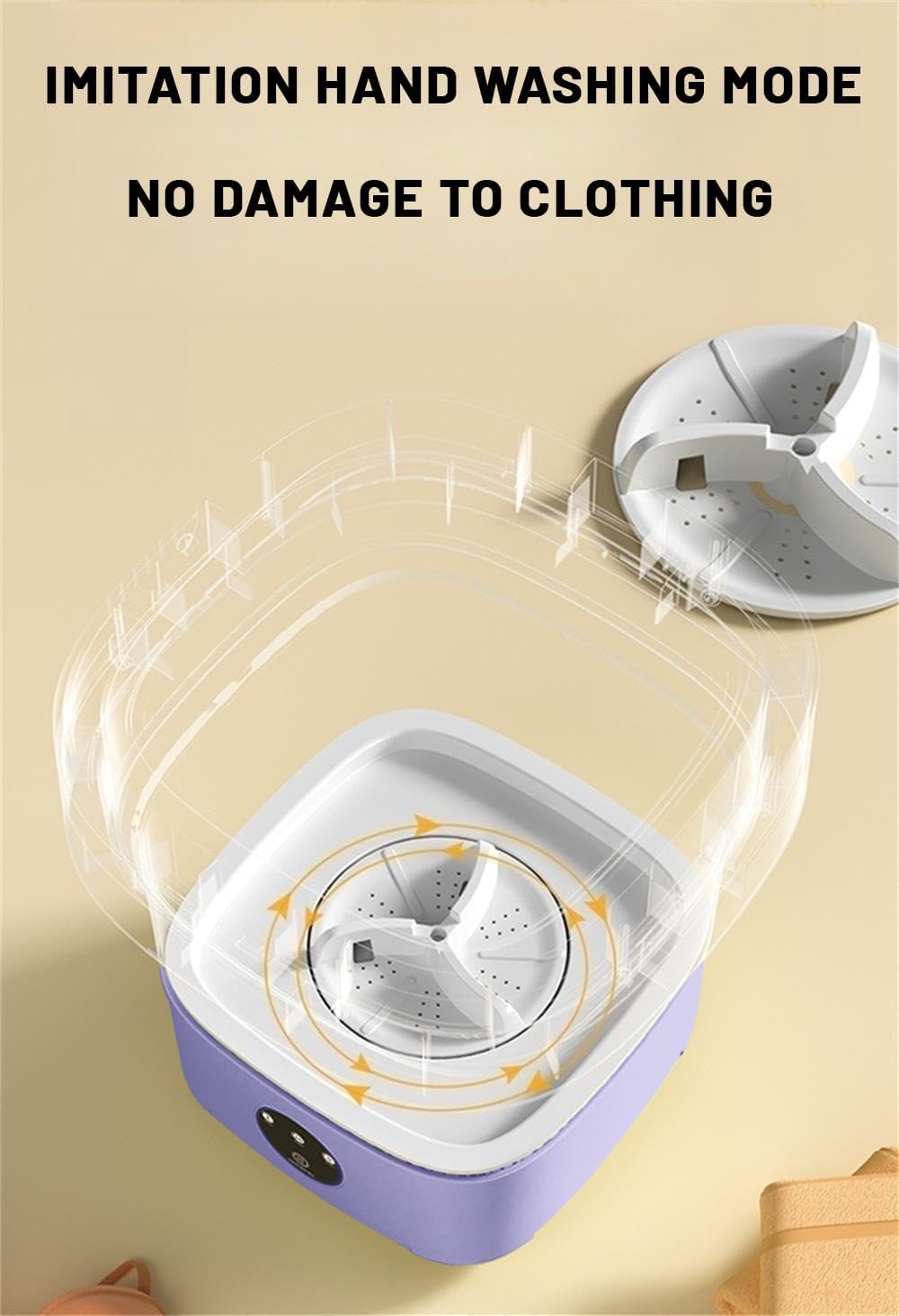 Portable washing machine,Mini Washer, 9L upgraded large capacity foldable Washer.Deep cleaning of underwear, baby clothes and other small clothes.Suitable for apartments, dormitories, hotels.(Purple)