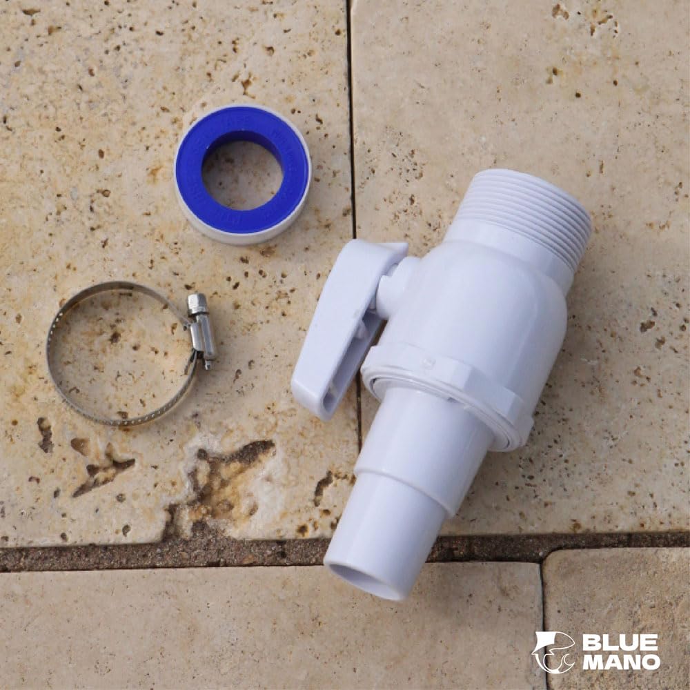 Blue Mano Upgrade 2-Way Ball Valve, 1.5" MIP x 1.25" MIP Pool Shut Off Valve, Direct Replacement for Hayward SP0729 Valve & Most Above Ground Pool Filter Systems