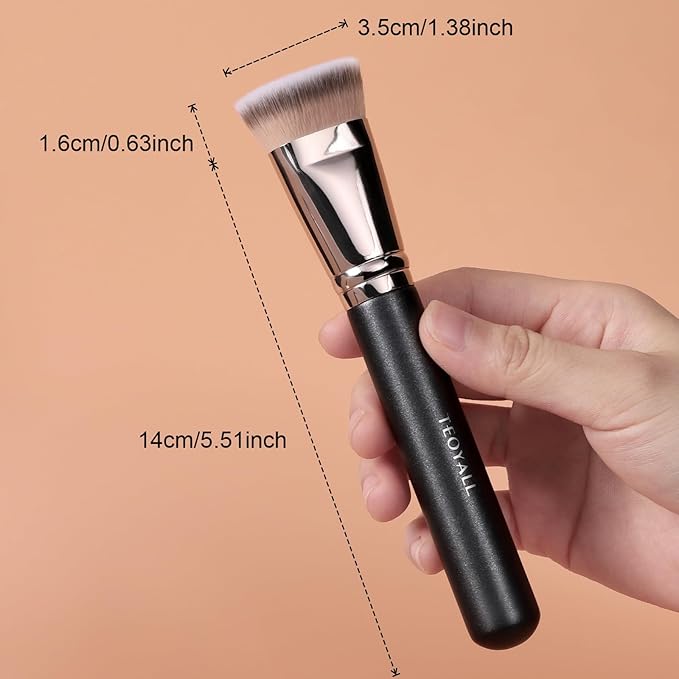 TEOYALL Flat Top Contour Brsuh, Soft Dense Synthetic Bristles Sculpt Contour Blending Buffing Brush For Liquid Cream Contour Bronzer