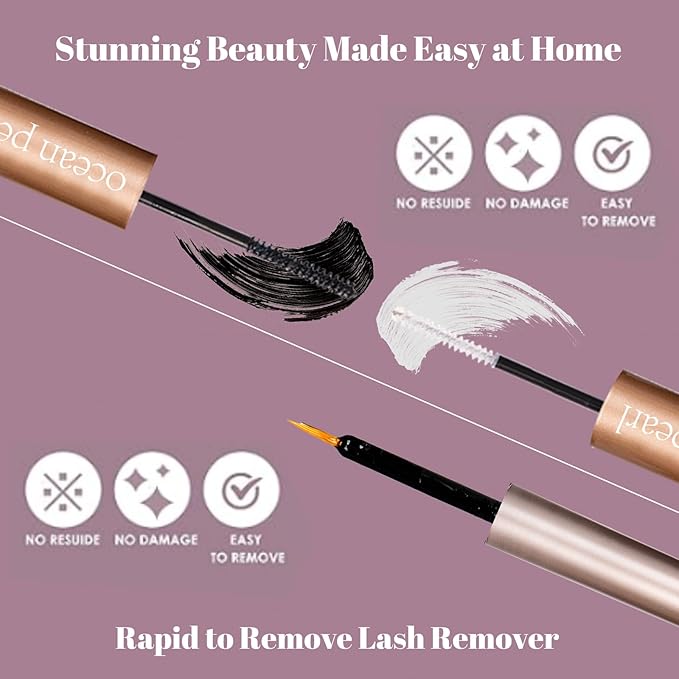 Ocean Pearl Lash Clusters 10-20mm 50D 300PCS Eyelash Extension Kit DIY Lash Extension Kit Natural Lashes Clusters Individual Lashes Soft Eyelashes with Lash Bond+Seal+Remover+Tweezer-50D