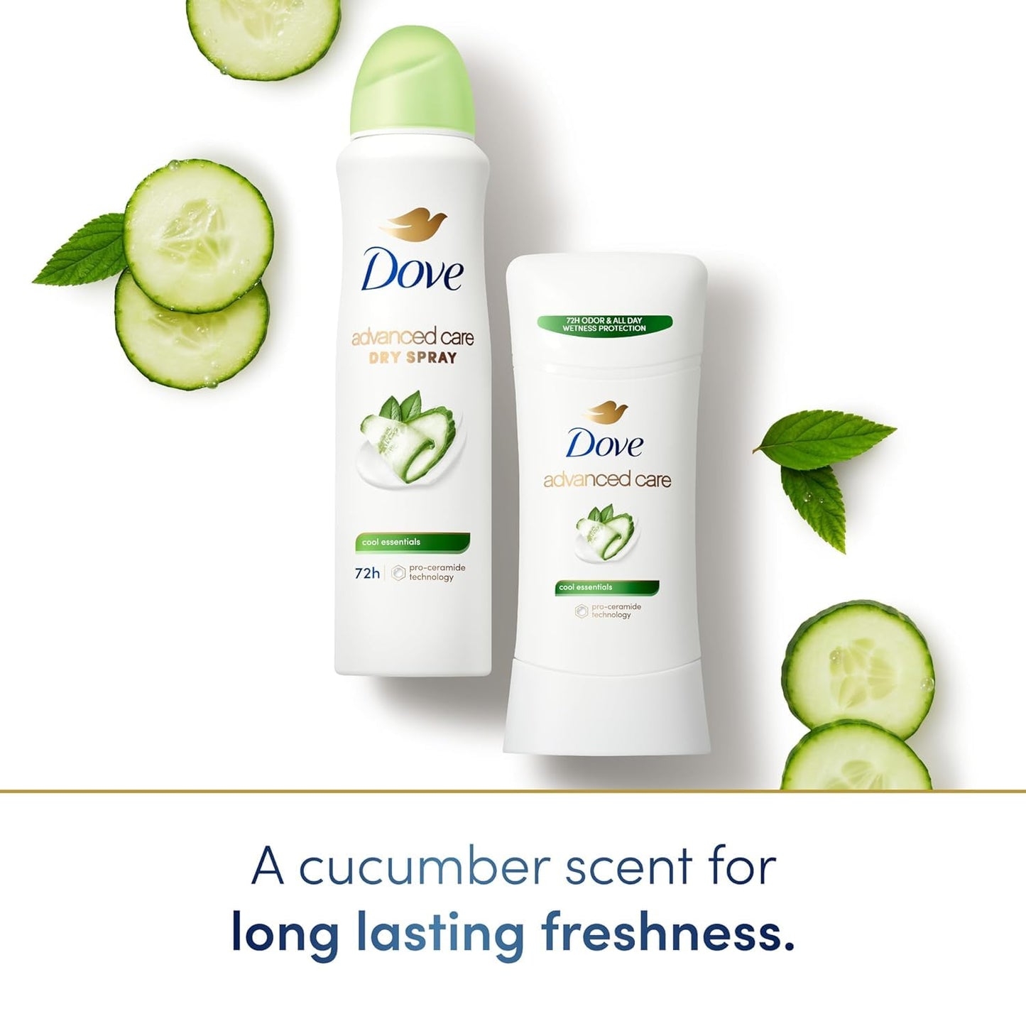 Dove Advanced Care Antiperspirant Deodorant Dry Spray Cool Essentials 3 Count Antiperspirant deodorant for helping your skin barrier repair after shaving With Pro Ceramide Technology 3.8 oz