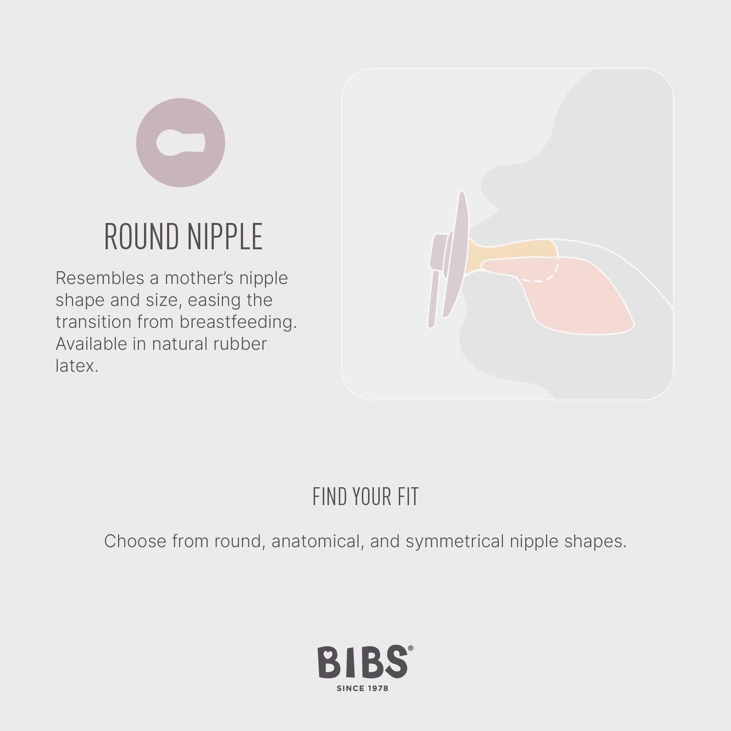 BIBS Studio Soother 2-Pack, BPA Free Dummy Pacifier, Round Nipple. Natural Rubber Latex, Made in Denmark, Size 1 (0-6 Months), Mushroom/Sage