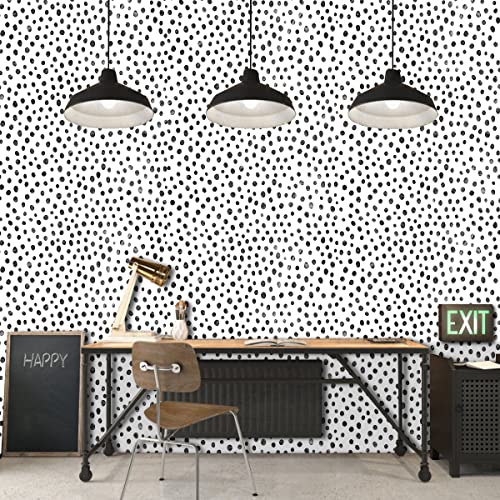 GaliGali Peel and Stick Wallpaper, Contact Paper for Home Decorate, Black and White Polka-Dot Wallpaper, Self-Adhesive Wall Paper Peel and Stick Vinyl Waterproof, 17.3"x118", No.5195-3