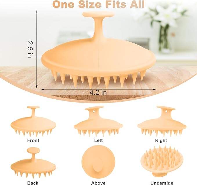 Silicone Scalp Massager Shampoo Brush, Scalp Scrubber for Hair Growth (Salmon Pink)