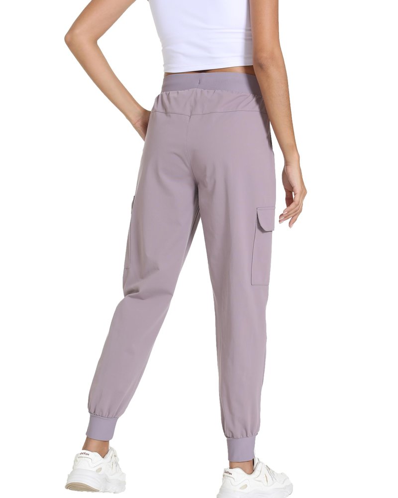 Womens Hiking Pants Water Resistant - Cargo Joggers for Women with Pockets Lightweight Quick Dry Travel Camping Pants (Tapered Primrose Purple, Small)