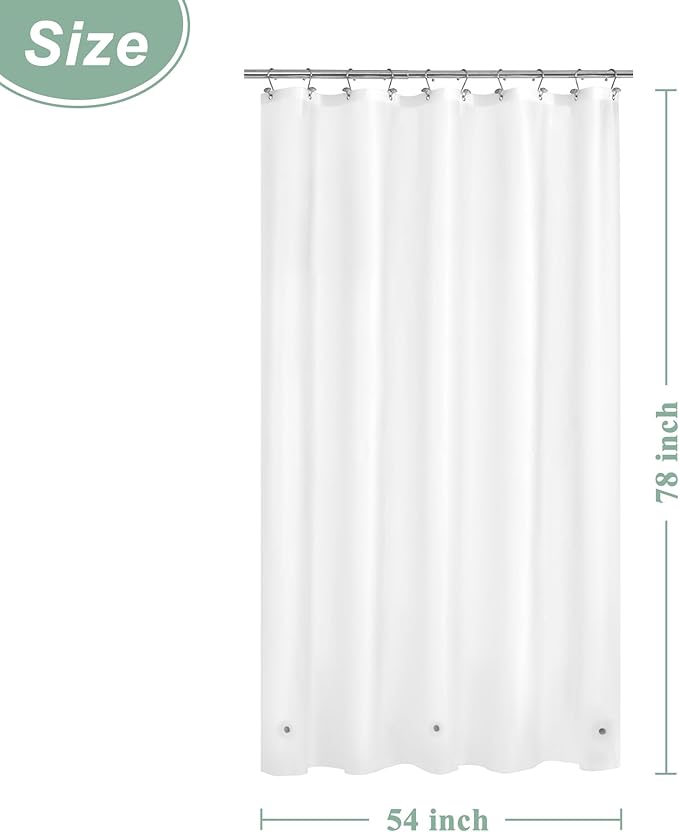 Mrs Awesome Frost Shower Curtain Liner with 3 Magnets, 54x78 Frosted PEVA Shower Liner, Light Weight Plastic Shower Curtain for Bathroom, Waterproof,Frost
