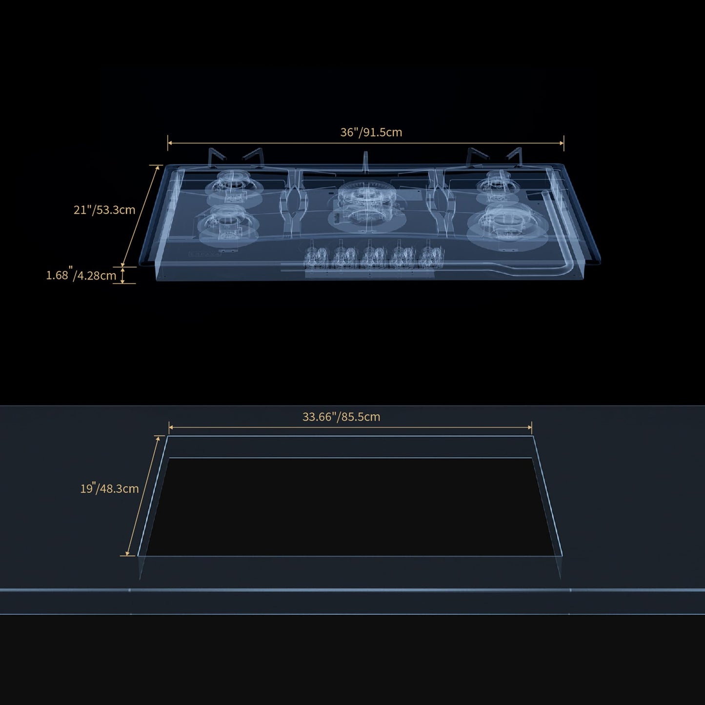 Empava 36 Inch Built-in Gas Cooktop with 5 Sealed SABAF Burners, Stainless Steel Surface, LPG/NG Convertible, Auto Electric Ignition, Flame Failure Protection