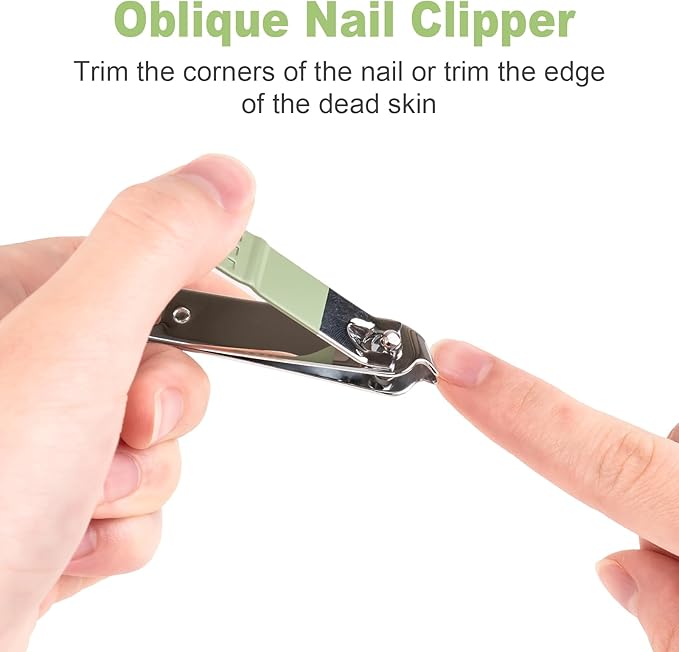 DUCOO Nail Clipper Set, 4 PCS Ultra Sharp Nail Clippers for Men, Women, Adults Toenail Fingernail Clippers, Stainless Steel Nail Cutter & File, Green