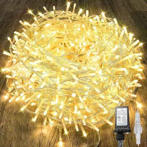 480LED 176FT Connectable String Lights Indoor Outdoor Clear Wire | Warm White Christmas Lights | Twinkle Fairy Light Plug in with Timer for Bedroom Classroom Wedding Tree Patio Decor (2 Pack)