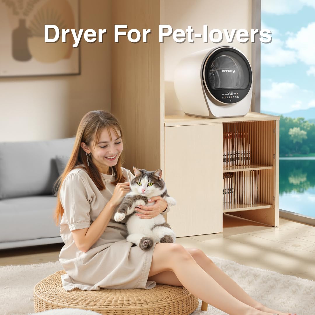 S3 Compact Dryer, capacity 1.0 cubic feet, voltage 110 volts, power 1050 watts, portable dryer, 8 drying modes, stainless steel drum, suitable for apartments and households. (white)