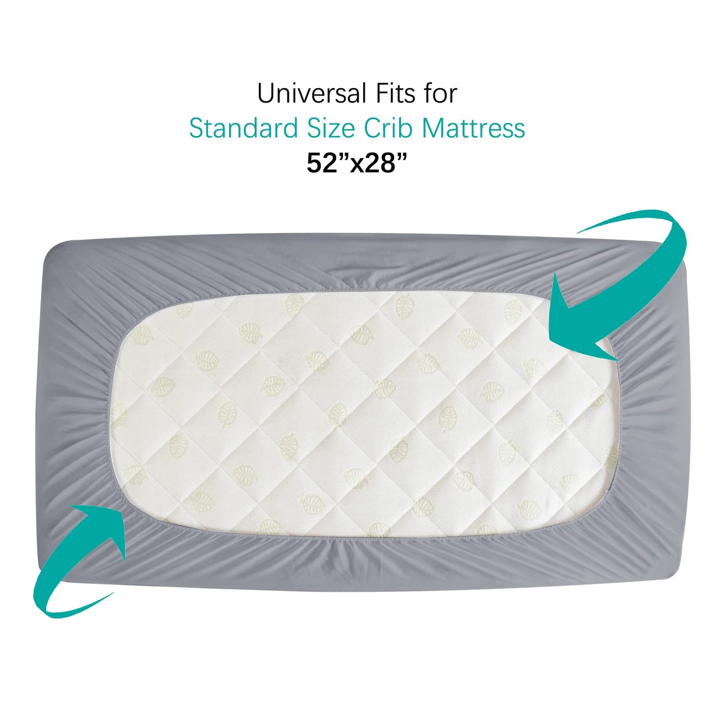 Biloban Crib Mattress Protector 2 Pack, Waterproof, Quilted, Grey & White, Absorbent, Ultra Soft, Noiseless, Durable