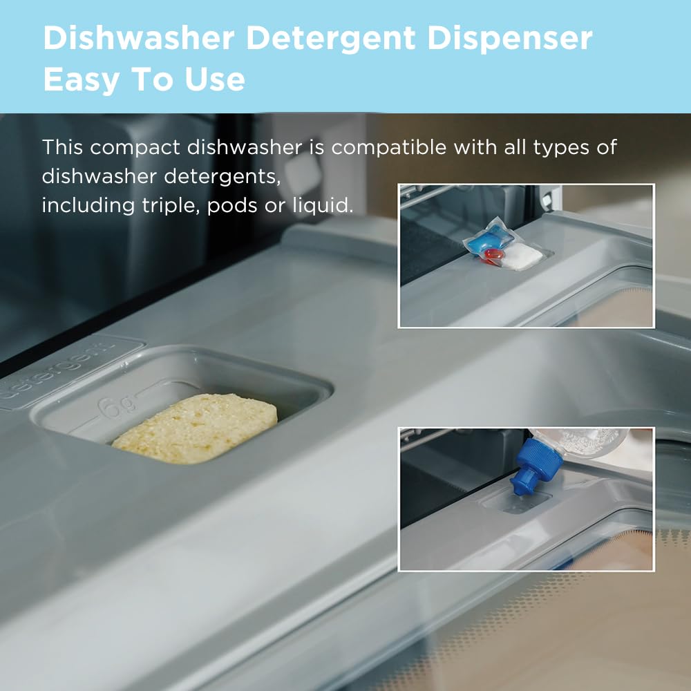 Midea MDC17P2DWW Countertop Dishwasher Portable with 6L(1.59G) Built-in Water Tank, 5+2 Programs, Auto Door Open, Dual Drying System, Energy-Saving and Odor Removal, for Apartments, Dorms& RVs, White