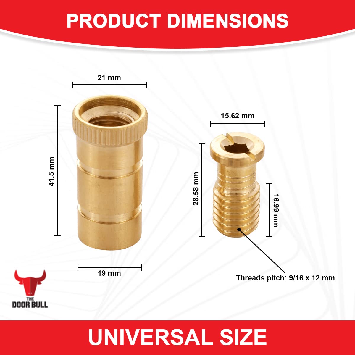 The Door Bull Brass Pool Cover Anchors for Concrete & Pavers Deck, Universal Size Fits 3/4" Hole, Ideal for Inground Pool Safety Covers, Durable & Easy to Install (5 Pack)
