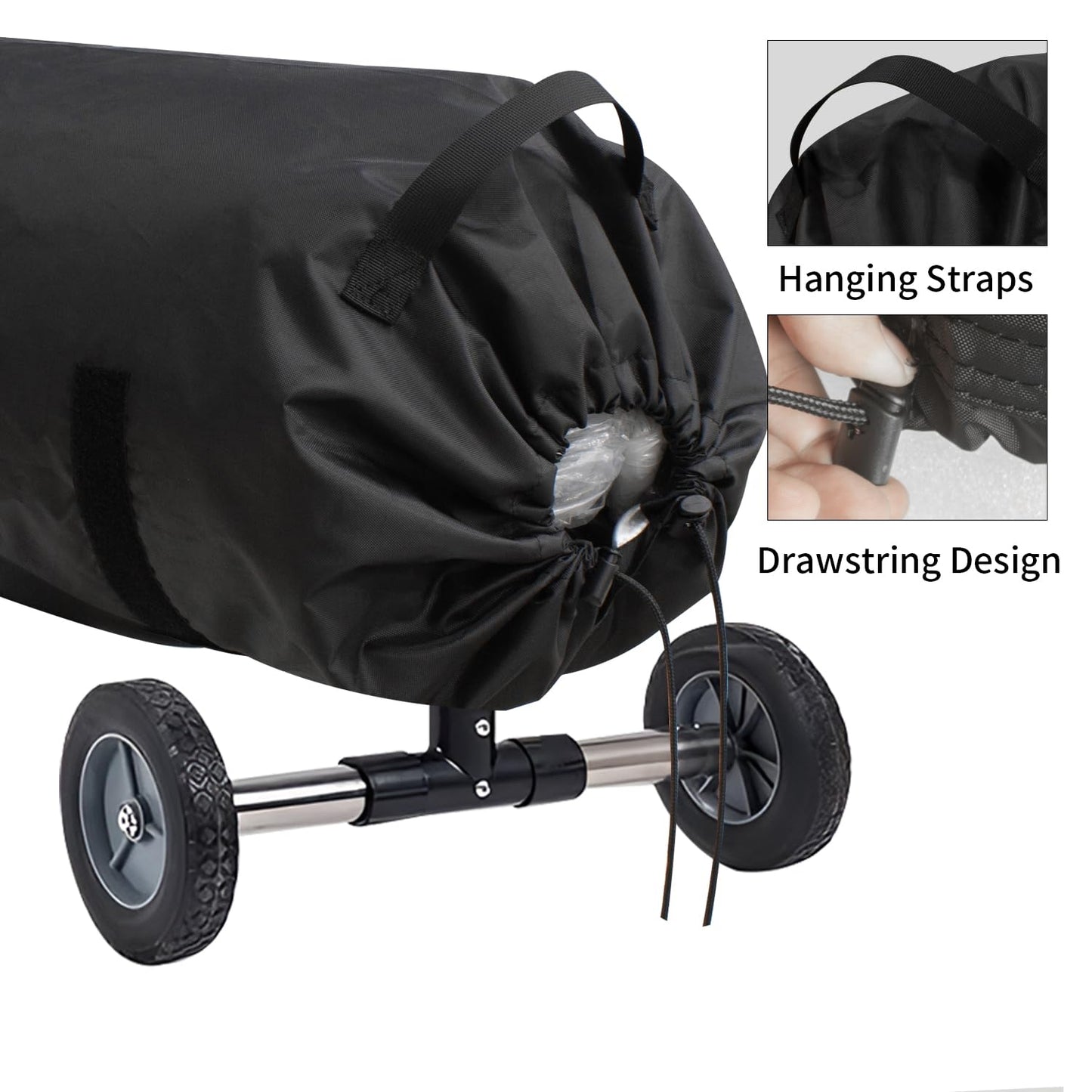 UCEDER Pool Solar Reel Cover with Adjustable Strap, 420D Waterproof Heavy Duty Solar Blanket Protective Cover for Above Ground and Inground Swimming Pool (Black, 16 Ft)