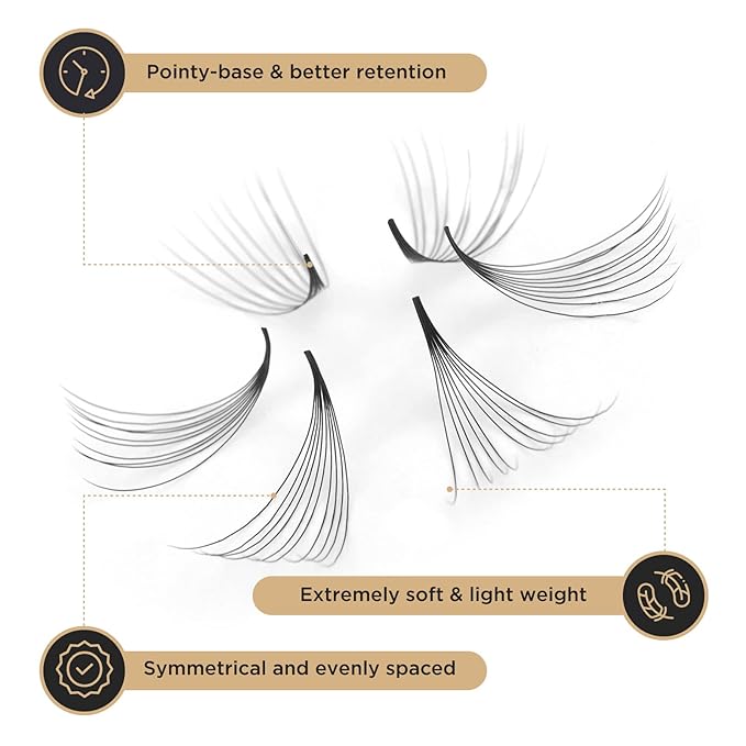 LASHVIEW 1000 Premade Volume Eyelash Extensions Mixed Tray 10D Premade Fans Eyelash Extensions C Curl Premade Lash Fans Pointed Handmade Promade Loose Fans Thin Base (10D-0.07C,9-16mm)