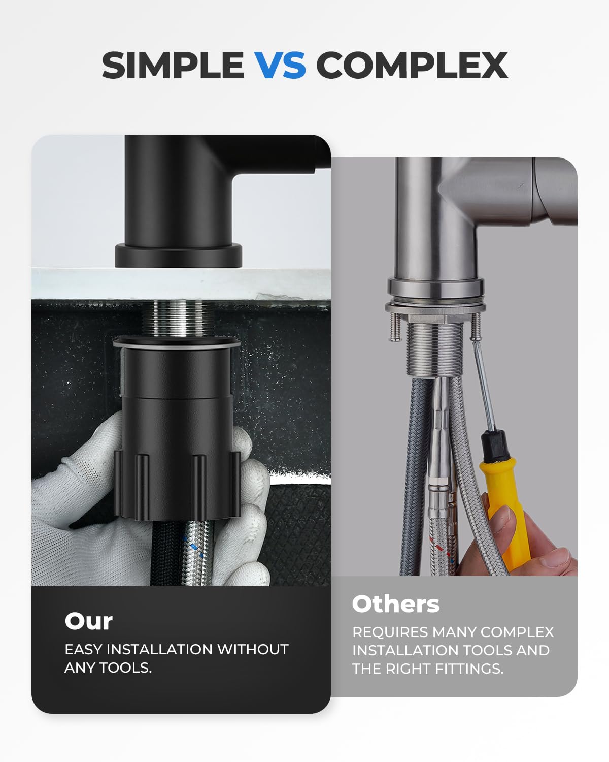 WEWE Kitchen Faucets with Pull Down Sprayer, Stainless Steel Single Handle 1 Hole for Family Kitchen Commercial Camper Laundry Rv Bar, Matte Black