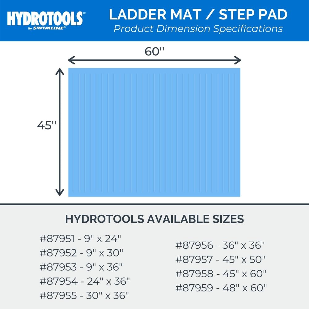 SWIMLINE HYDROTOOLS Protective Pool Ladder Mat for Above Ground Pools – Safety & Stability for Stairs, Steps & Ladders – Premium Durable Material, 45" x 60"