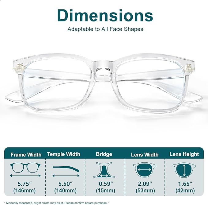 Blue Light Glasses for Women Men Square Computer Glasses Anti Glare UV Blocking Vita
