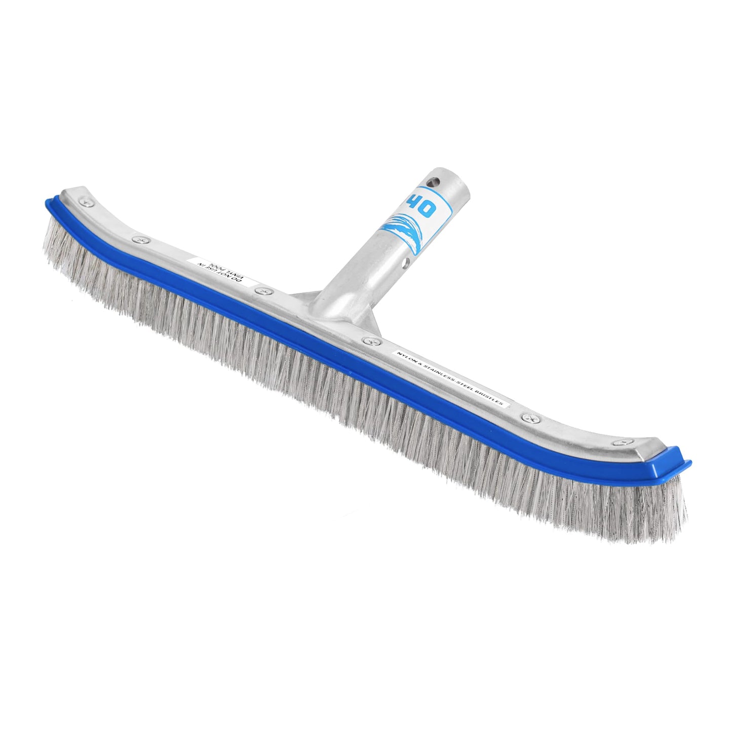 440 Combo Nylon and Stainless Steel Pool Brush - 18-Inch Heavy Duty Pool Brush Head for Cleaning Inground Pool Tiles, Walls, Floor and Steps - Scrub Brush Replacement Head, Strong Bristles - No Pole