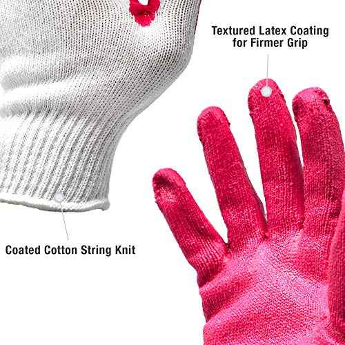 CBC Crown PREMIUM Non-Slip Multi-Purpose Red, Blue Latex Rubber Palm Coated Work Safety Gloves Garden Gloves