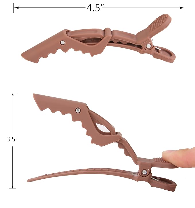 HH&LL Alligator Hair Clips for Styling, Sectioning, Neutral Matte Nonslip Crocodile Clip for Women of Thin Thick Curly Hair 10 Count (Pack of 1)
