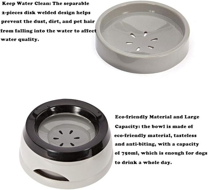 Love Dream No Spill Dog Water Bowl, No Drip Dog Slow Water Feeder No Slip Vehicle Carried Pet Water Dispenser 25 oz with Floating Disk Slow Drinking Bowl for Dogs Cats (Pink)