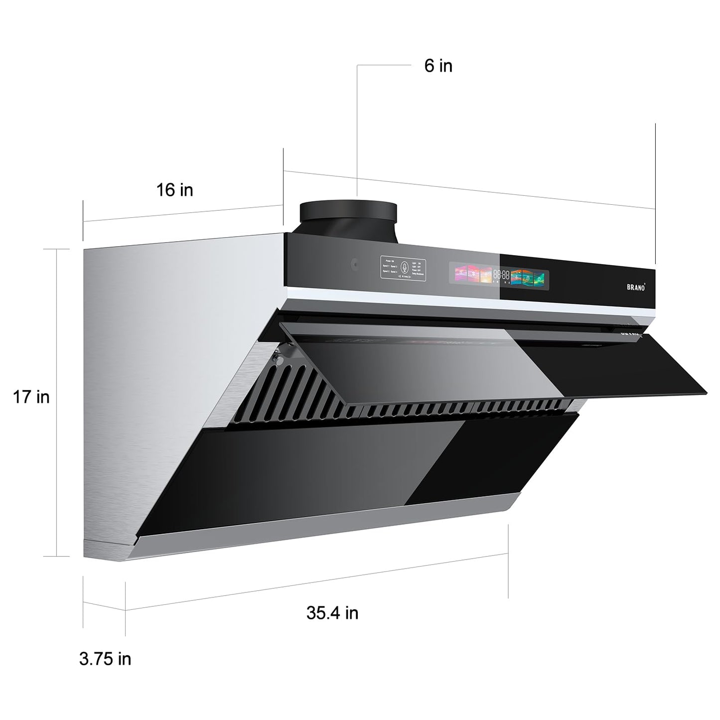 Under Cabinet Range Hood 36 inch,Range Hood 900 CFM with Voice/Gesture Sensing/Touch Control Panel,Unique Side-Draft Design for Under Cabinet Modern Kitchen Hood