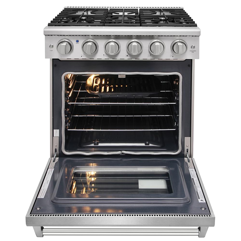 KOSTCH 30 inch Professional Freestanding Pro-Style Natural Gas Range or Liquid Propane Gas Range with 5 Burners, 4.55 cu.ft. Oven Capacity, in Stainless Steel - KOS-30RG03M (Stainless Steel)