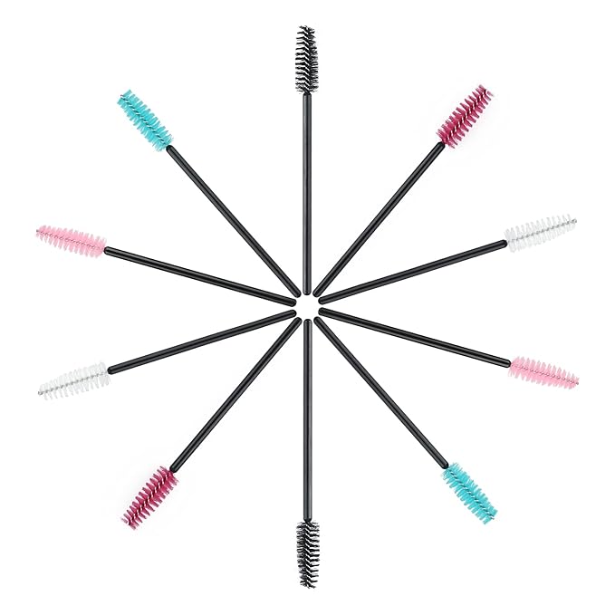 G2PLUS 100PCS Disposable Eyelash Brushes, Adjustable Mascara Wands Makeup Applicator, Lash Spoolies Brushes for Eyelash Extensions and Eyebrows (Multi-colored)