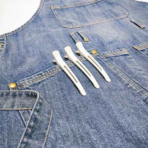 Denim Apron With Pockets,Distressed Jean Apron,Hairstylist Aprons,Denim Work Apron - Washing Style | Adjustable XXL