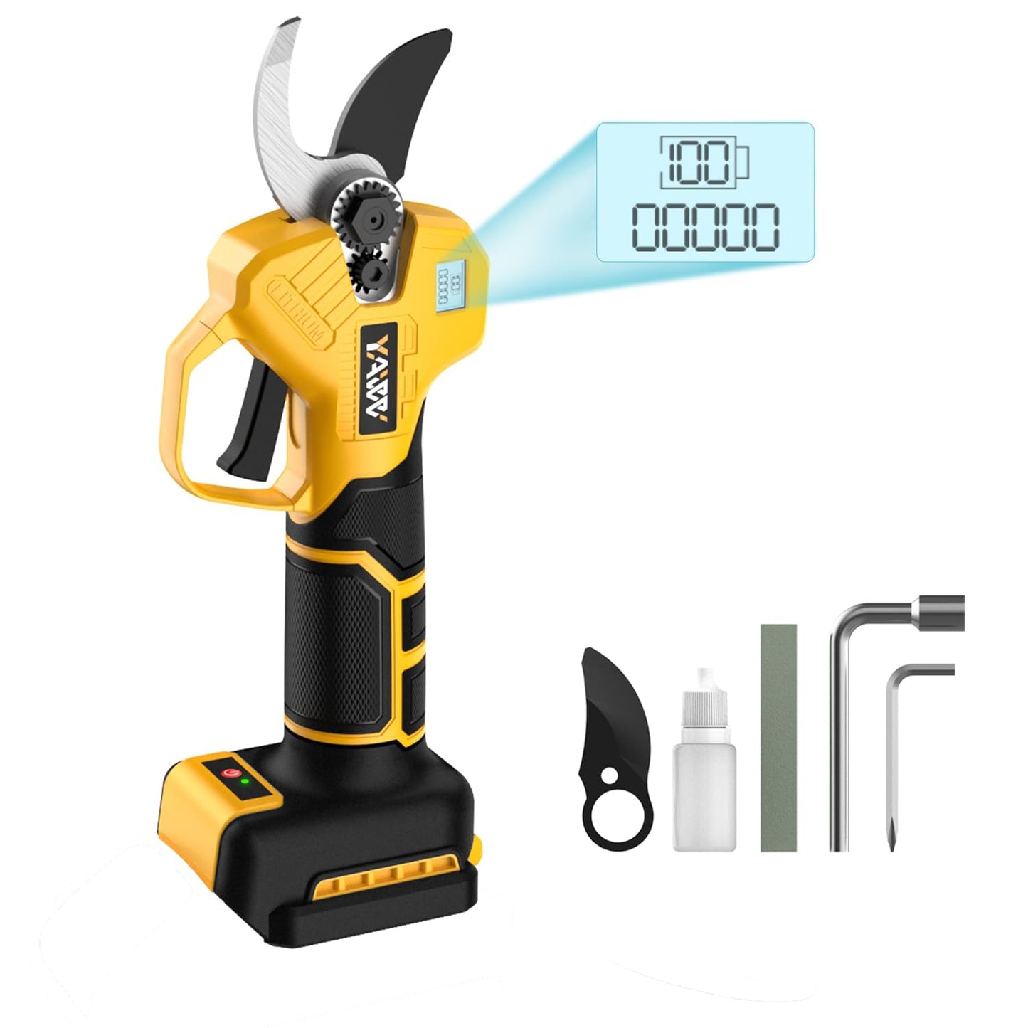 Brushless Electric Pruning Shears for DeWalt 20V Battery, Portable Cordless Pruning Shears with LCD Displayï¼SK5 Blades, Adjustable Cutting Diameter 0.8-1.2 Inch for Gardening Tree Pruning(NO Battery)