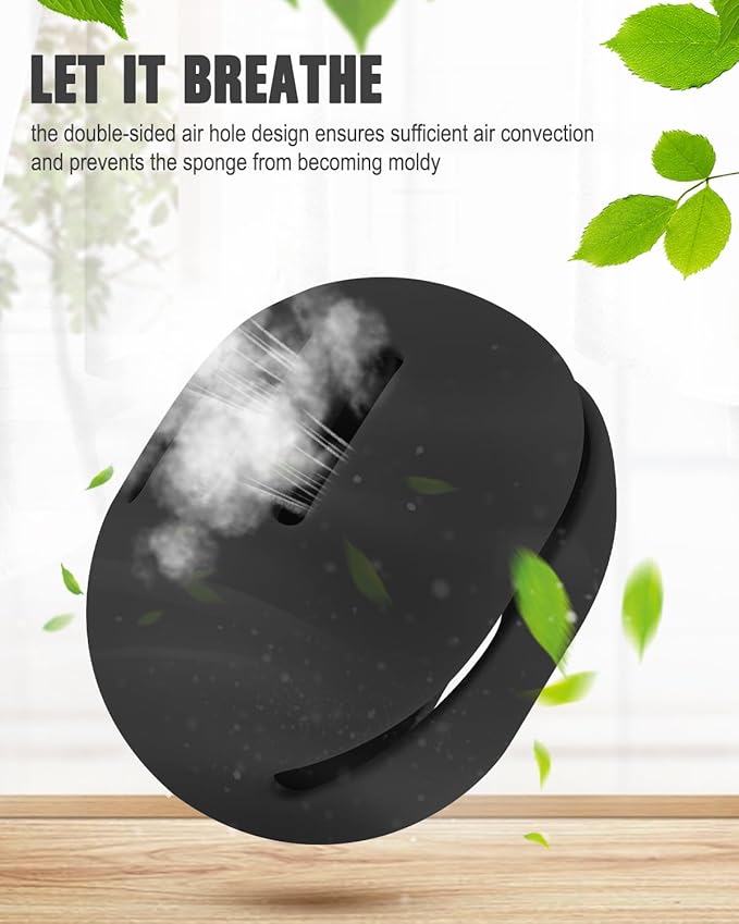 FERYES 2 PCS Makeup Sponge Holder Ã¢ÂÂ Shatterproof Eco-Friendly Silicone Beauty Make Up Blender Case for Travel - Black