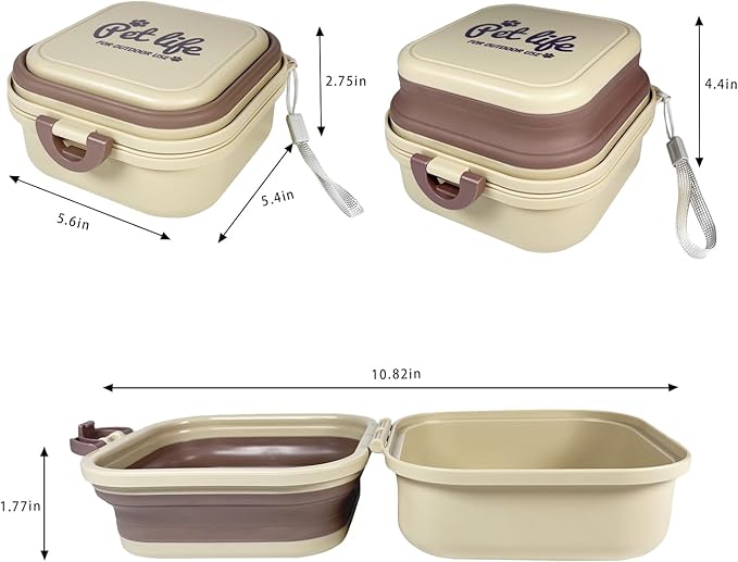 Collapsible Dog Water Bowl, Portable Dog Bowl for Traveling, 2-in-1 Pet Food and Water Feeder - Travel Dog Bowls with Lid for Walking, Traveling, Camping and Hiking