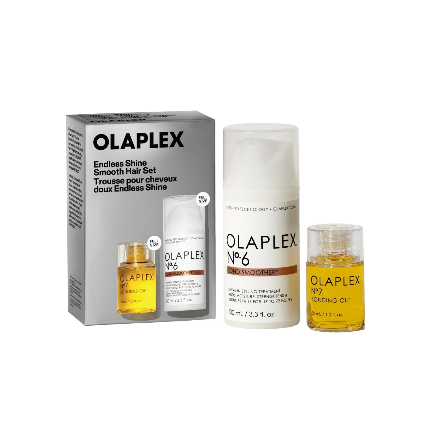 Olaplex Endless Shine Smooth Hair Gift Set: Limited Edition Set with No. 7 Bonding Oil & No. 6 Bond Smoother | Instant Shiny, Smoother Hair & Heat Protection | For Coily, Curly, Straight, & Wavy