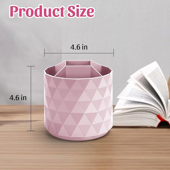 minimaliving Desk Organizer,Sparkling Diamond-like Pen Holder for Desk 360ÃÂ°Rotating Office Accessories,Pencil Cup with 5 Compartments Storage Box Caddy for Office,School,Home,Art Supply(Pink)