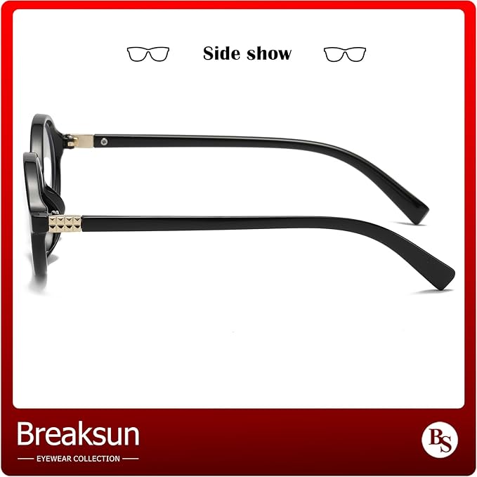Breaksun Fashion Oval Glasses for Women Men Retro Round Tortoise Frame Blue Light Glasses Nerd Eyeglasses