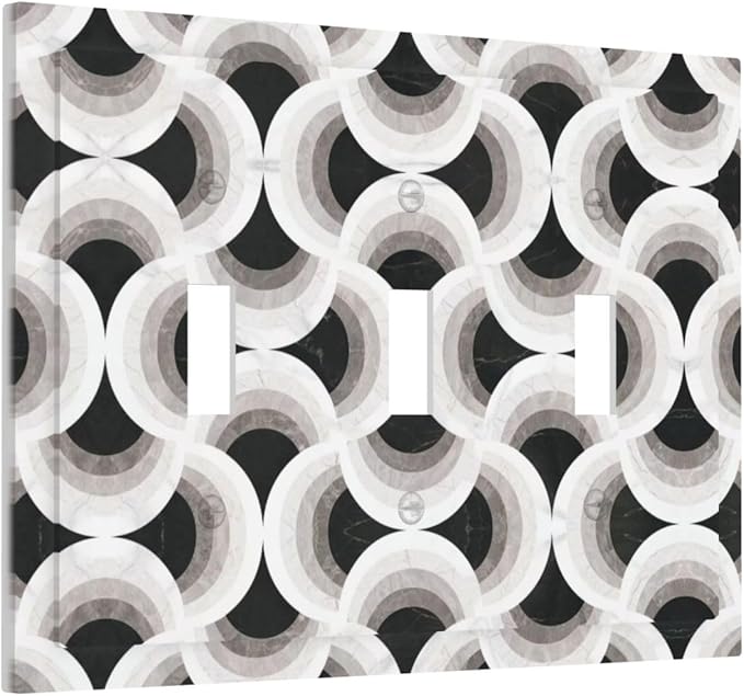 Bvtewkhz Black/White Art Marble 3 Gang Triple Toggle Decorative Light Switch Covers Electrical Faceplate Switch Plates for Bathroom Kitchen Home