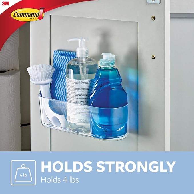 Command Large Caddy, Holds up to 4 lb, 8.6" x 3.1" x 3", 1 Caddy with 4 Strips, Damage-Free Organization Wall Mount to Cabinet, Kitchen, Pantry, Closet, or Under Sink