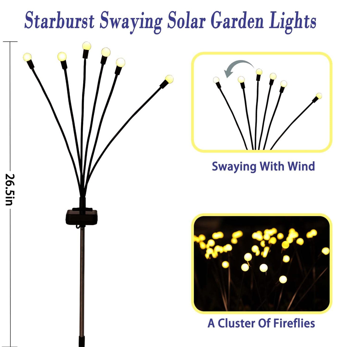 ZFNN Solar Garden Lights Outdoor, 4 Pack Firefly Swaying Lights, Waterproof Garden Decor for Yard Patio Pathway Lawn, Gardening Gifts for Women Christmas Decoration