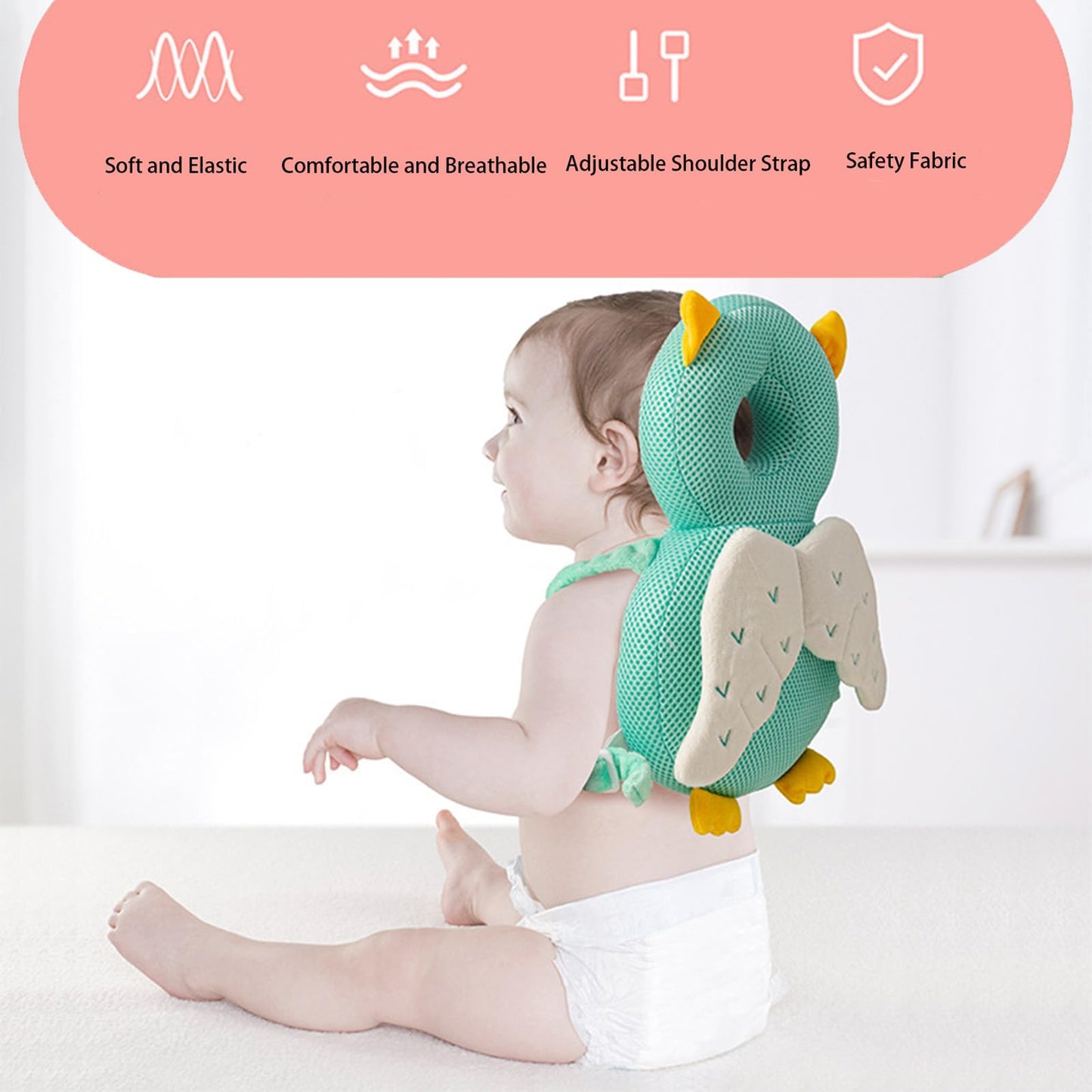 Baby Walker Head Protector Toddler Adjustable Baby Head Protection Backpack Wear Safety Pad (Flying Dragon)