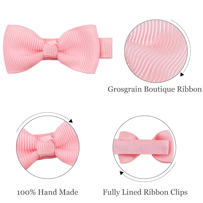 CELLOT Baby Girls Fully Lined Hair Bows Hair Pins, 2' Hair Bows, 50 Pieces/25 Pairs - Infants, Toddlers, Kids Hair Accessories in Pairs - Pink Bow Alligator Hair Clips