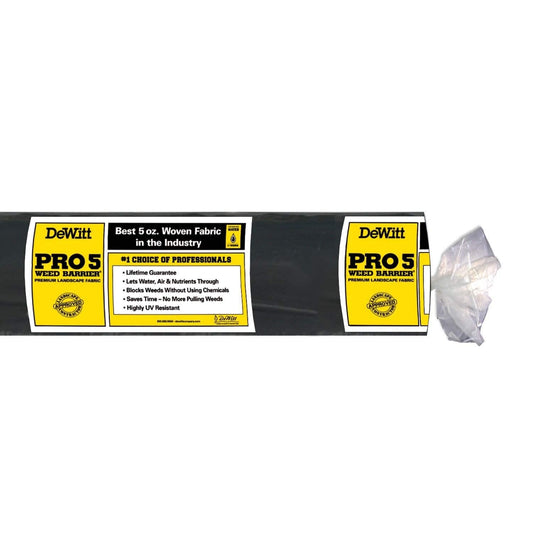 Dewitt 2-Pack Pro-5 Weed Barrier Fabric 5 oz, 4 x 250 Feet – Heavy-Duty Woven Landscape Ground Cover Mat for Raised Garden Bed, Greenhouse Gardening, Outdoor Landscaping, and Commercial Planting