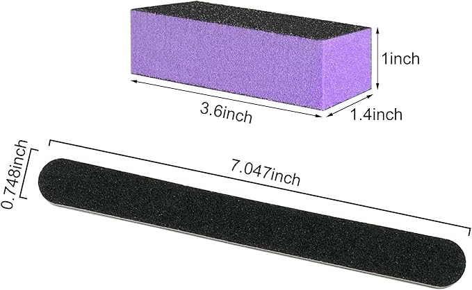 Nail File and Buffer Block, Professional Manicure Tools Kits, 100/180 Grit, Black Nail Pedicure File and Sanding Buffing Grinding Plisher File