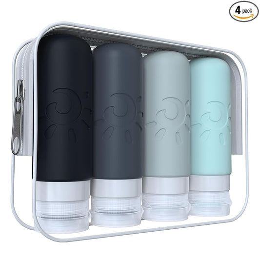 Zafit Travel Bottles for Toiletries, TSA Approved Travel Containers 3oz Leak Proof Travel Tubs Refillable Liquid Travel Accessories for Shampoo Conditioner Lotion Body Wash(Multicolored A)