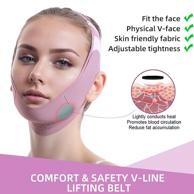 ROWMATE Graphene V-Line Mask Chin Up Mask V Shaped Face Mask Chin strap for sleeping,Jawline Shaper,Lilac,Small