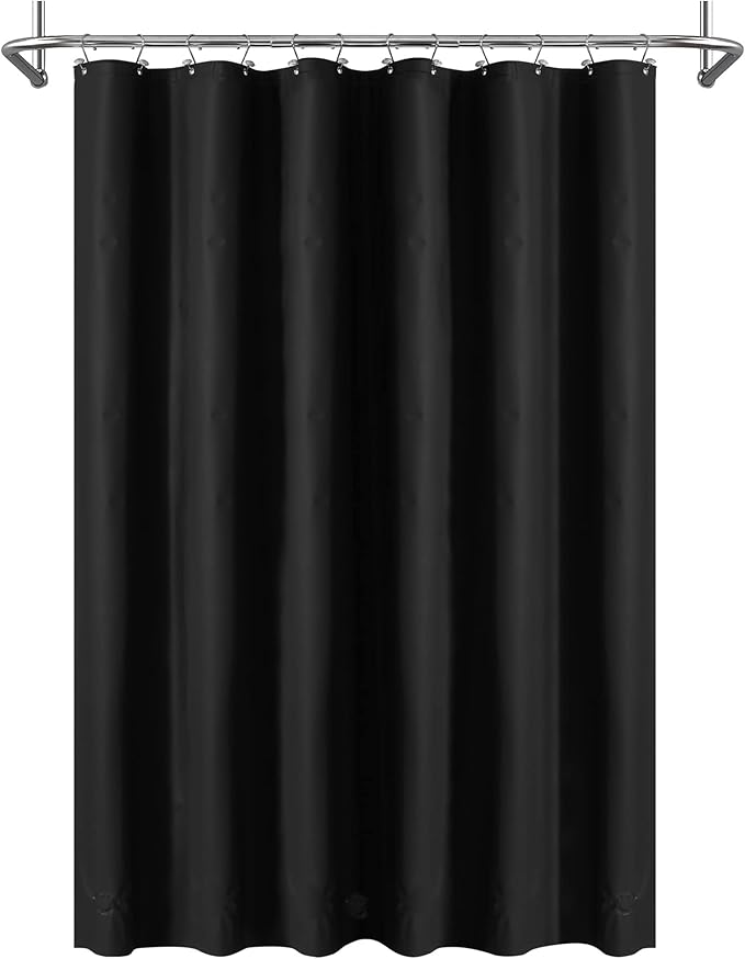 Mrs Awesome Black Shower Curtain Liner with 3 Magnets, 72x72 Premium Flexible Sturdy Plastic Shower Curtain for Bathroom Lightweight & Waterproof, Black