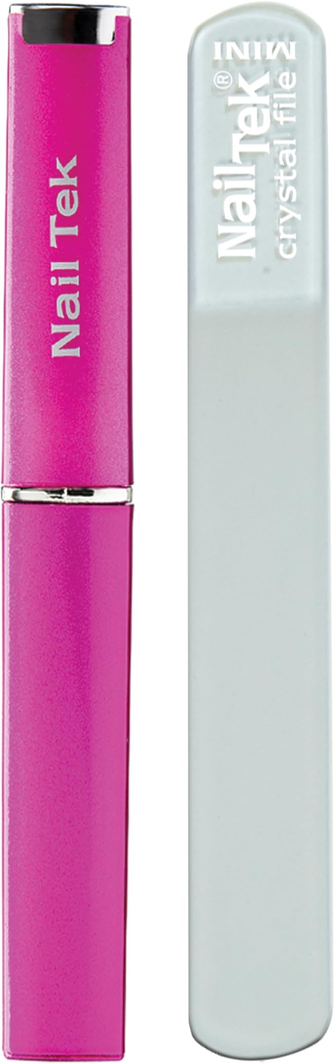 Nail Tek Crystal File - Glass Nail File with Case, Durable & Gentle for Natural Nails, Travel-Friendly Design, Fuchsia, Mini 3"